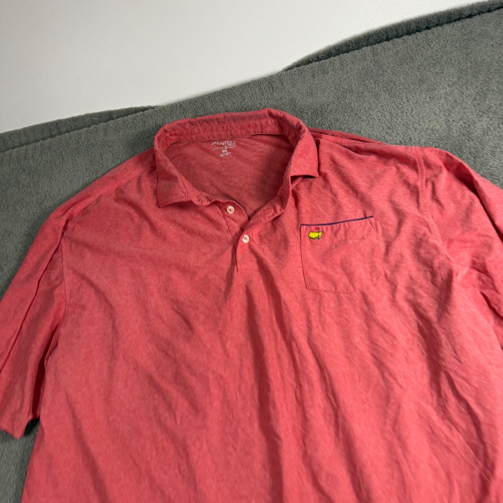 Masters Tech Mens XXL Coral Red Heather Performance Golf Polo Shirt Logo Pocket
